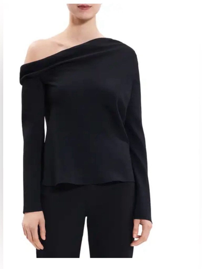 Theory Off-Shoulder Long Sleeve Black Women's Blouse. Euc. Size Xl